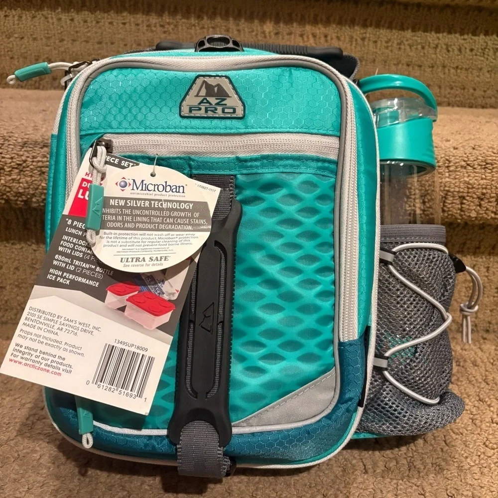NWT~ARCTIC ZONE Teal Gray High Performance Dual Compartment Lunch Pack 8-Piece